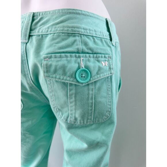 Vintage Y2k Aeropostale Mint Green Capri Pants Utility Cropped Pants size 5/6 - Picture 4 of 5